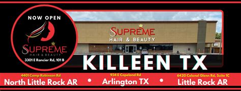 Supreme beauty supply killeen - SUPREME BEAUTY #4 INC is a Texas Domestic For-Profit Corporation filed on January 14, 2020. The company's filing status is listed as In Existence and its File Number is 0803517548 . The Registered Agent on file for this company is Mehyedein Aref and is located at 3301 East Rancier Ave B-101, Killeen, TX 76543.
